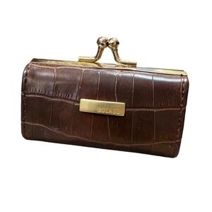 Bulaggi Coin Purse Women OS Brown Good Croc Embossed Kiss Lock Mini Wallet